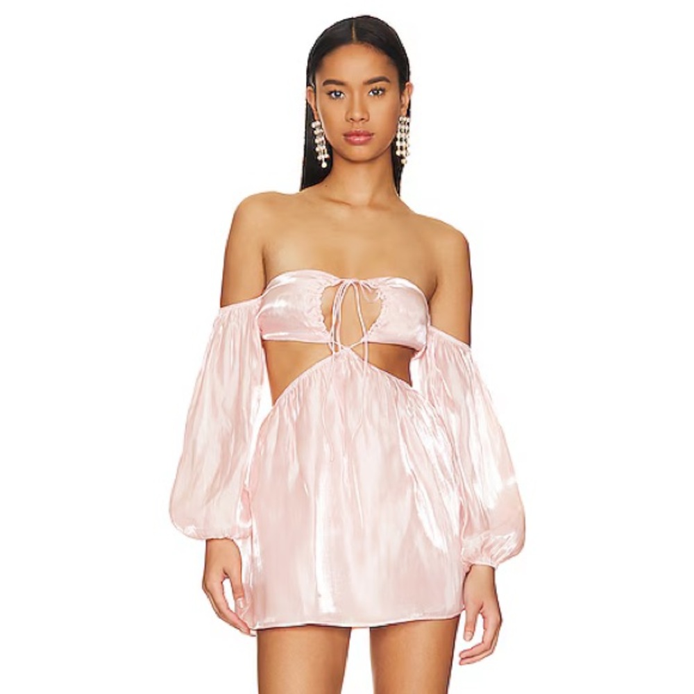 Nadia Off The Shoulder Dress In Blush Pink